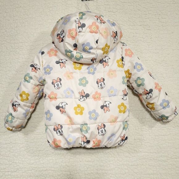 Disney Junior Minnie Mouse Toddler Hooded Fleece Lined Coat Jacket 3T - Picture 3 of 10